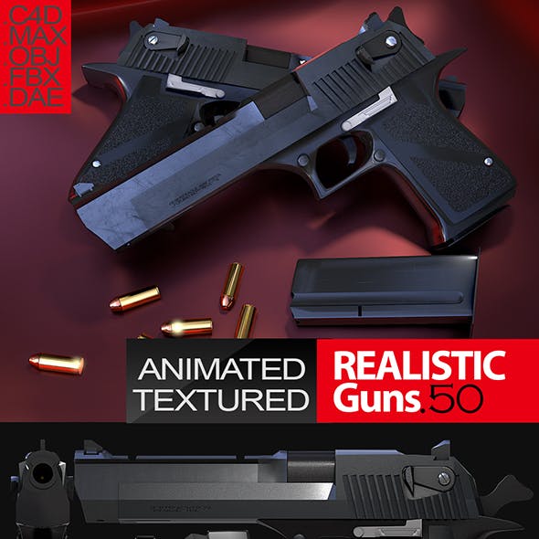 Desert Eagle .50 Realistic Gun 3D Model (Animated)