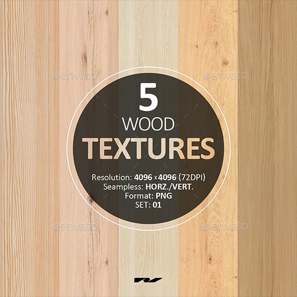 5 Wood Textures 4096x4096 / 72dpi / PNG. Set 01