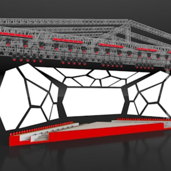 Mapping stage with truss system and lights