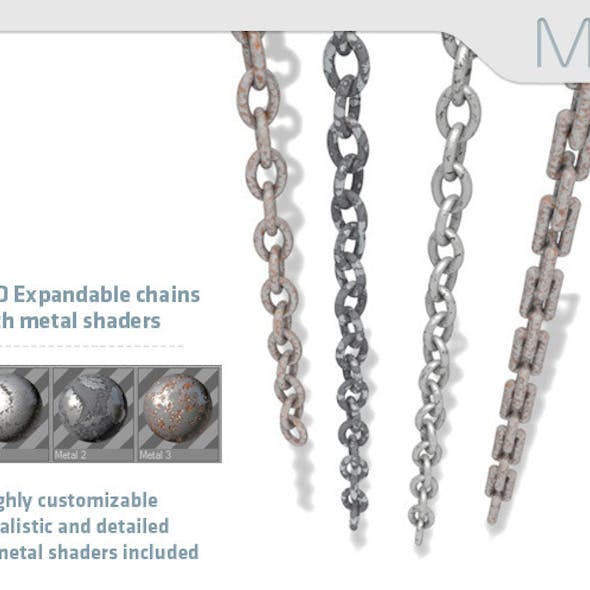 C4D Expandable Chains With Metal Shaders