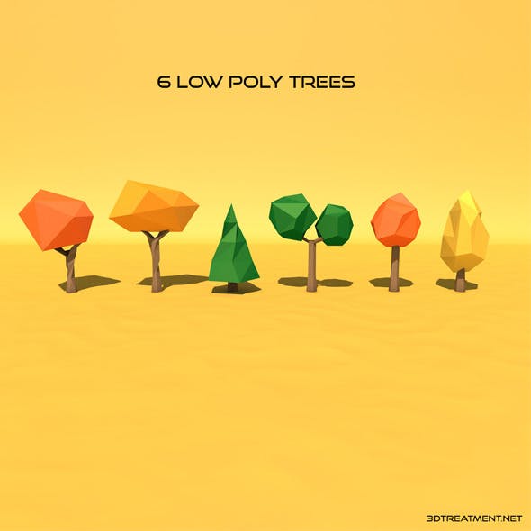 6 Low Poly Trees