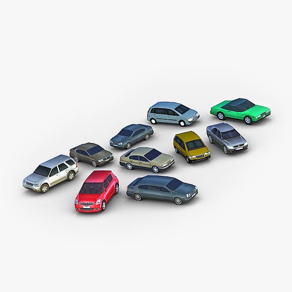 10 Low Poly City Cars Pack