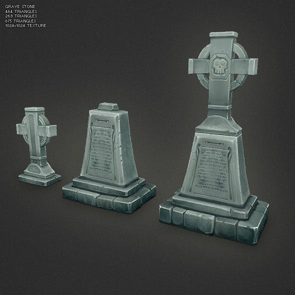 Low Poly Grave Stone 03