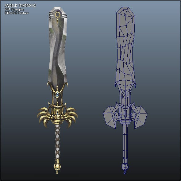 Low Poly Crusader Angelic Sword 02