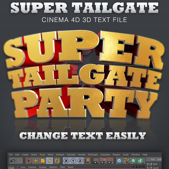 Super Tailgate Cinema 4D 3D Text File